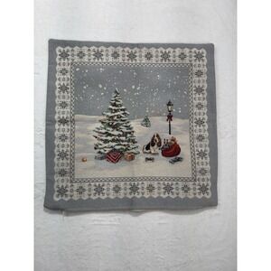 Nadal Christmas Tree Dog Pillow Cover 18x18 Gray Square Textured Holiday Spain
